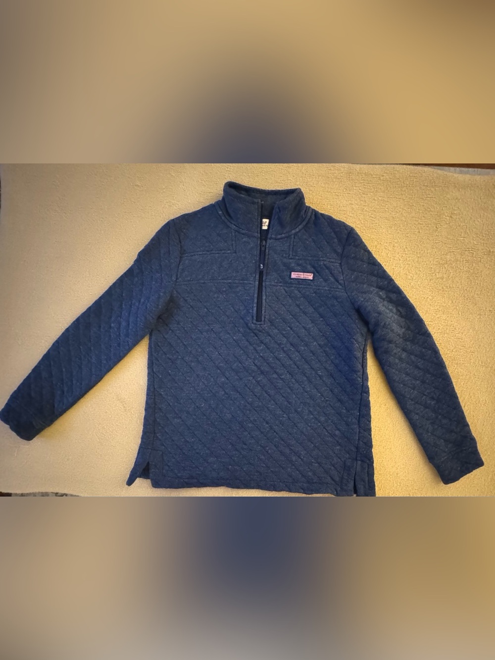 Vineyard Vines Navy Quilted Half-Zip Pullover for Kids